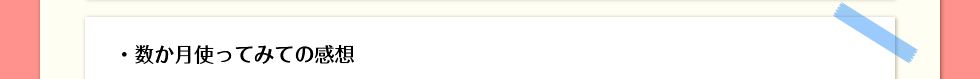 ・数か月使ってみての感想